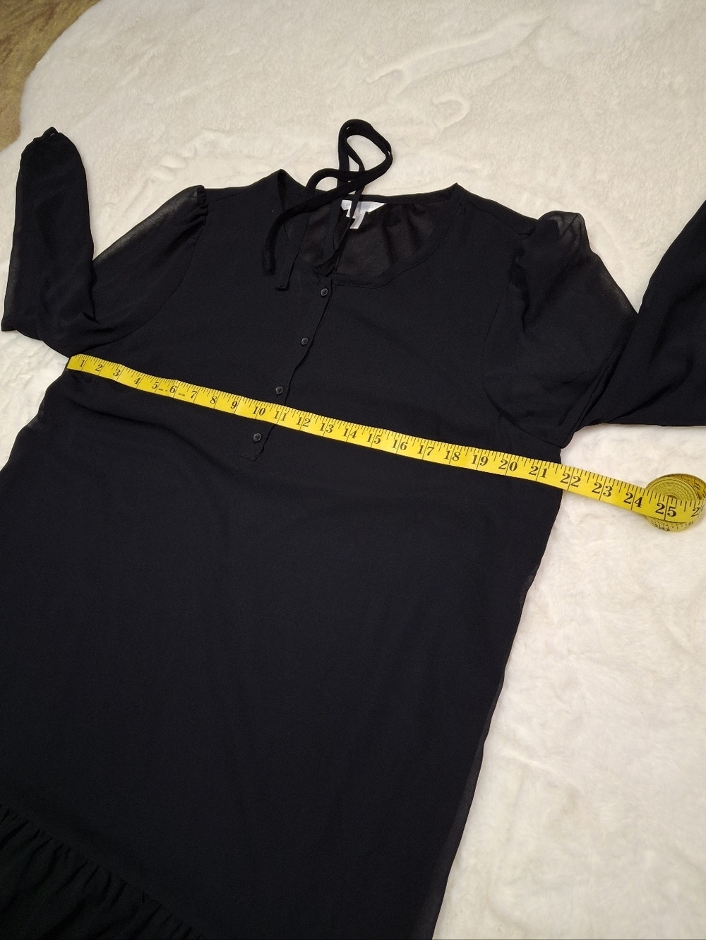 Draper James Long Sleeve Flounce Ruffle Tier Black Dress   Women Size Medium - Picture 11 of 15
